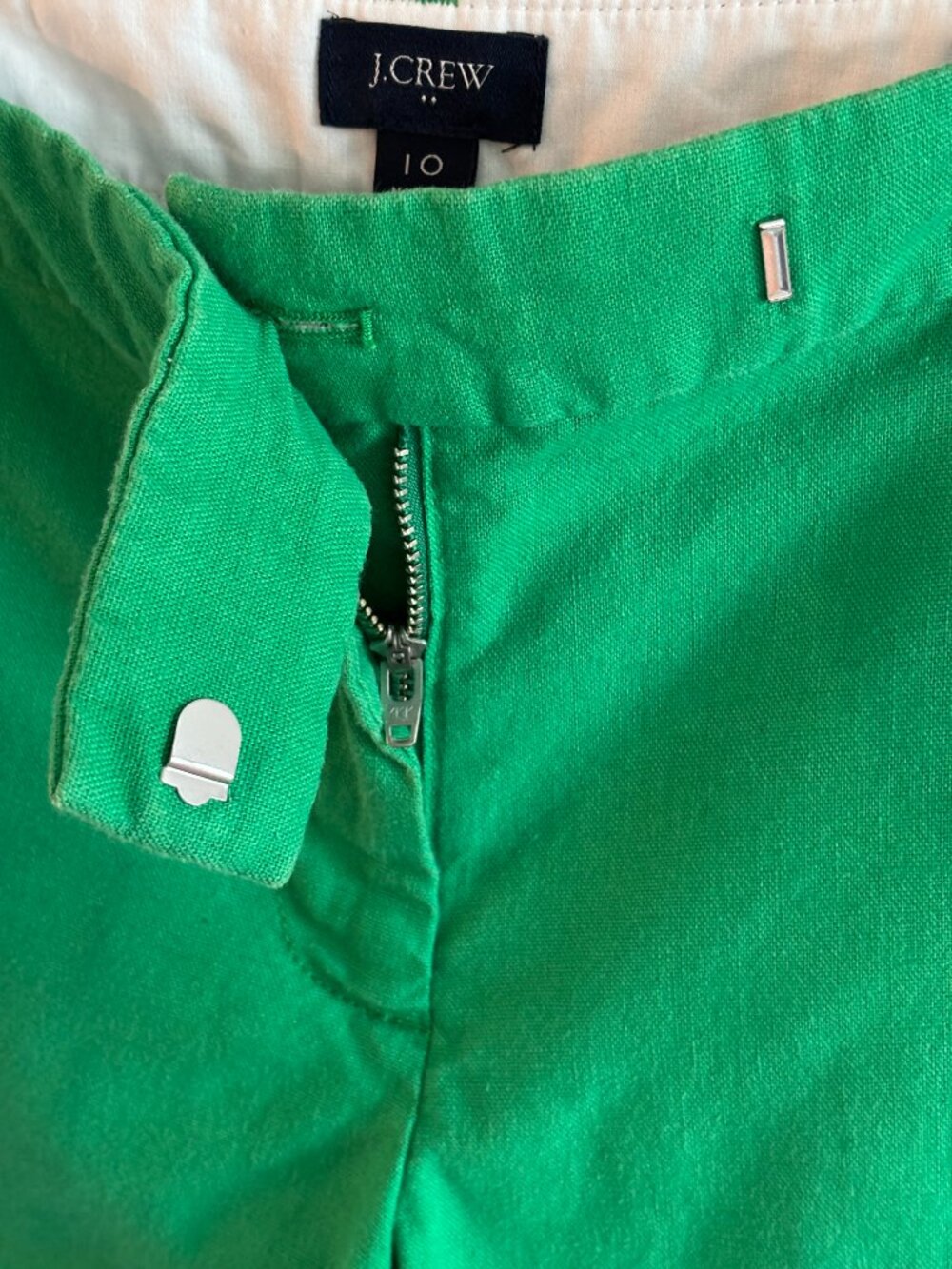 J. Crew Green Linen Blend Scalloped Hem Shorts Women's Size 10 Casual Wear - Picture 5 of 15